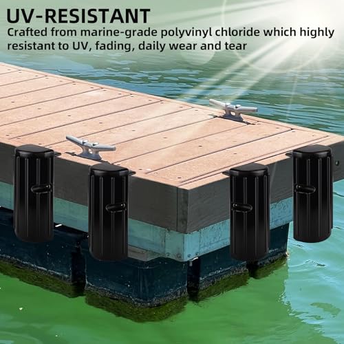 6 Pack Dock Bumpers Fenders Marine-Grade Impact Protectors for Boat & Dock - Black