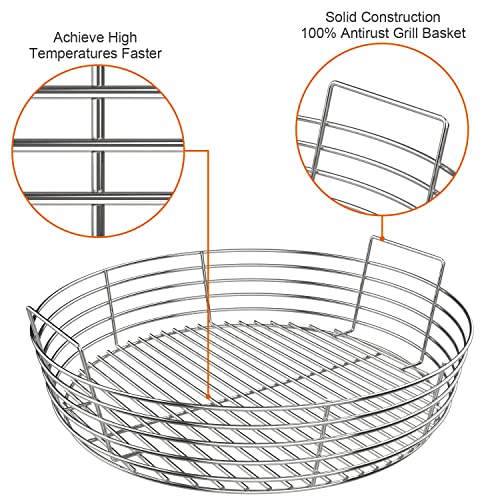 Charcoal Ash Basket for X-Large Big Green Egg Grill - Silver Variation