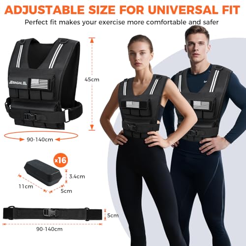 BAGAIL 40 lb Weighted Vest for Men & Women, Adjustable Fitness Rucking Vest