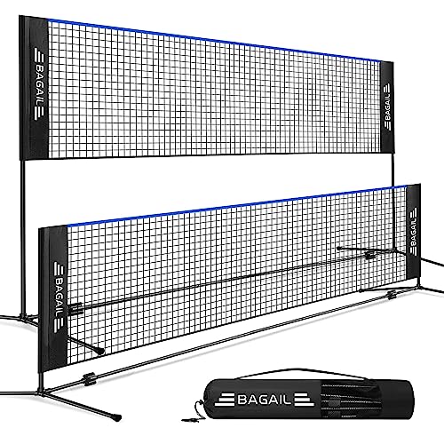 BAGAIL Adjustable Height Badminton Net 17ft Blue/Black Outdoor Indoor