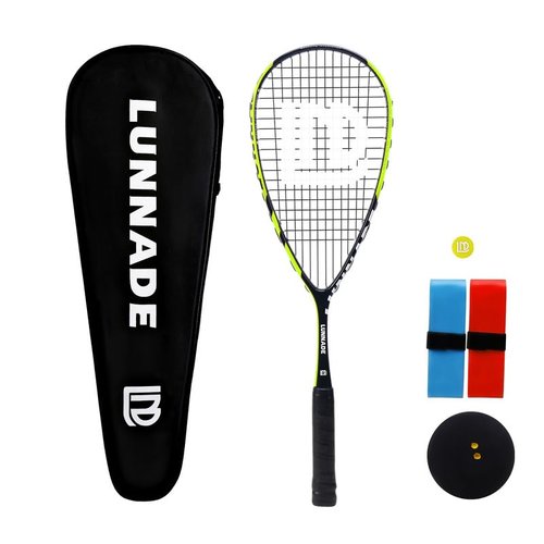 LUNNADE Carbon Squash Racket, Lightweight Tear Drop Squash Racquet with Ball Overgrip Damper and Bag