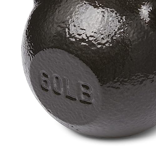 60 lb Cast Iron Kettlebell for Strength Training - Textured Wide Handle