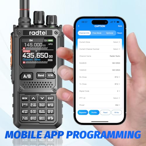 Long Range Walkie Talkie 8W Two-Way Radio with NOAA Weather Alert, Bluetooth Programmable
