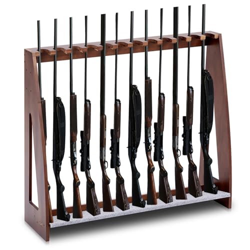 Yousoontic Walnut Gun Rack for Indoor Storage Holds 12 Rifles