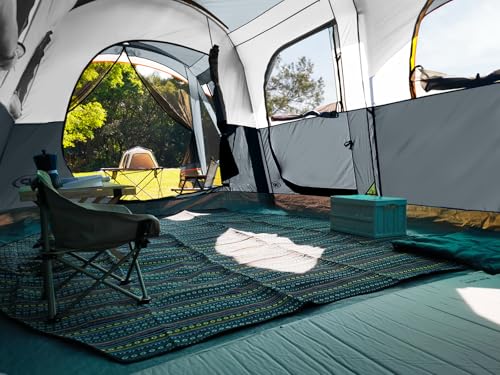 UNP Grey 8-Person Waterproof Tunnel Camping Tent with Screen Porch