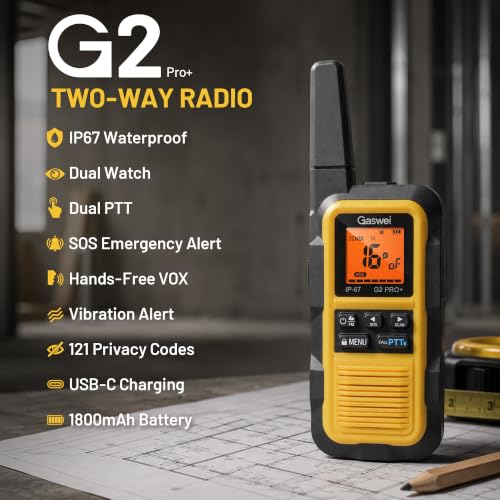 Gaswei G2pro+ Waterproof Floating Walkie Talkies 2 Pack - Long Range, Yellow