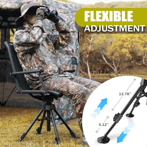 Heavy-Duty Swivel Hunting Chair 400lbs Capacity Silent Ground Seat