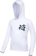 Skiennix Kids Fishing Shirts - Lightweight UV Protection Long Sleeve Hoodies for Boys | White