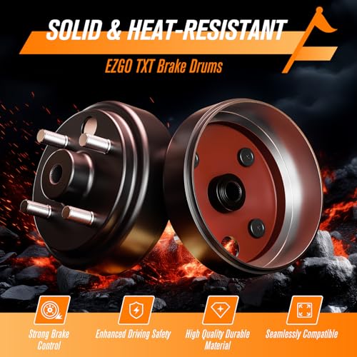 Black 2-Pack EZGO Brake Drum Hub Assembly for Golf Carts - Fits TXT 1982-UP, 24 Tooth Spline Replacement