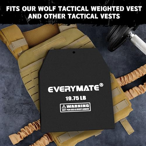 EVERYMATE 19.75LB Weighted Vest Plates - Contoured Fit for Training & WODs - Straight Pair