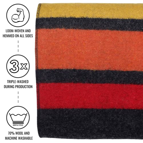 Rainier Wool Blanket - Sunset Peak King Heavy Warm Wool Bed & Camping Blanket