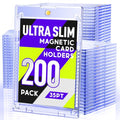200 Pack Slim Magnetic Card Holders - One Touch Transparent Protectors