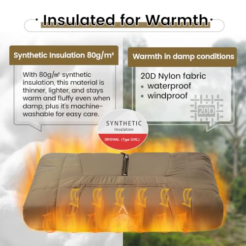 ONETIGRIS Brown Camping Blanket Poncho - Wearable Hoodie for Outdoors