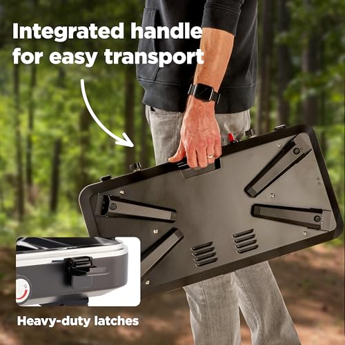 Hike Crew 2-in-1 Gas Camping Stove and Griddle - Portable Propane Cooktop with Wind Shields