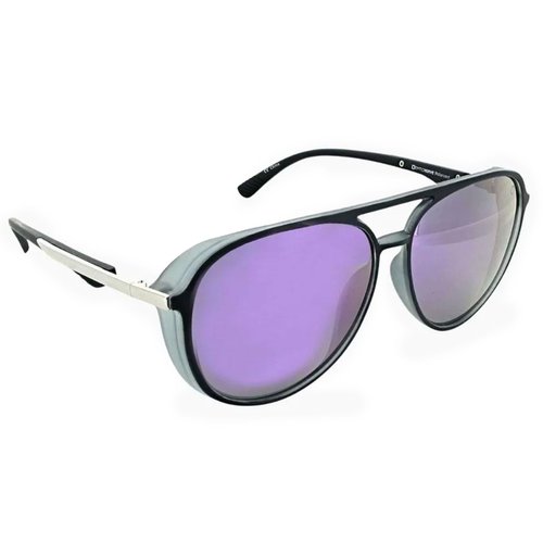 Optic Nerve Unisex Govnah Polarized Sport Sunglasses, Matte Gray - Smoke w/ Purple Mirror Lens