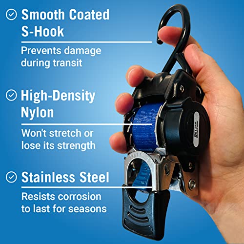Stainless Steel Retractable Ratchet Straps, Heavy Duty Set, 1 Inch x