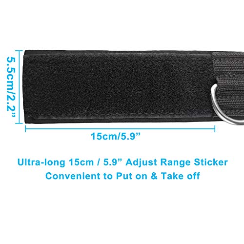 Black D-Ring Ankle Straps for Cable Machine & Glute Work - Padded Foot Cuffs