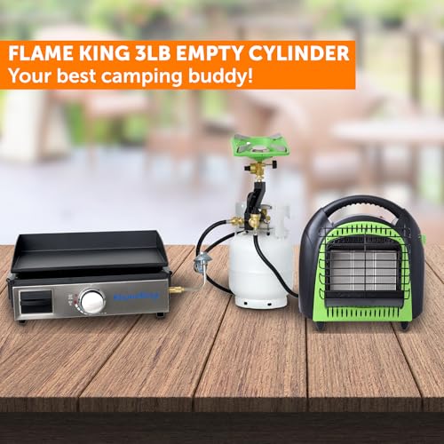 3lb Propane Tank with Gauge - Steel Cylinder with OPD Valve for Grills & Outdoor Use