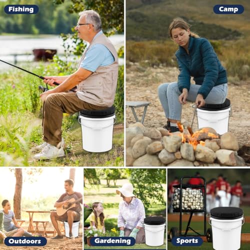 Black 5 Gallon Bucket Seat with 360-Degree Swivel and Waterproof Cover