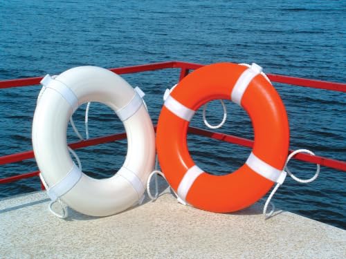 Orange 24-Inch Coast Guard Approved Life Ring - Marine Safety Throwable Device