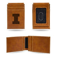 NCAA Laser Engraved Front Pocket Wallet - Illinois Fighting Illini Brown Slim