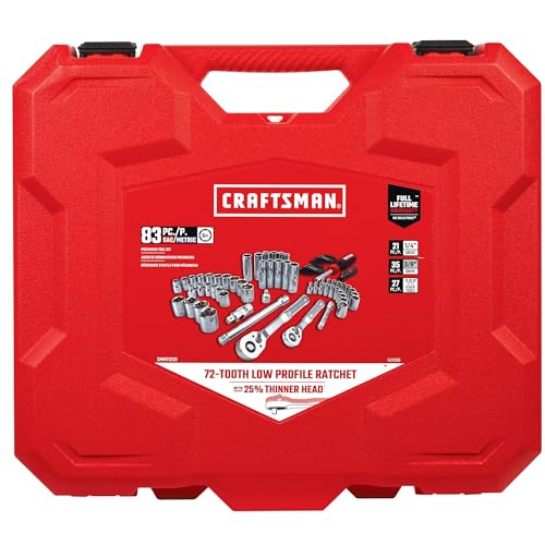 New CRAFTSMAN 83-Piece Mechanics Tool Set with Low-Profile Ratchets SAE/Metric