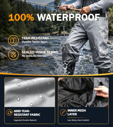 MAOCX M10/W12 Waterproof Nylon PVC Fishing Chest Waders with Bootfoot
