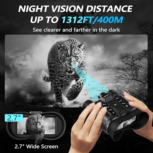 Dsoon Black Night Vision Goggles, Rechargeable Head-Mounted Binoculars with 32GB TF Card, 8X Zoom, Up to 1312FT Range