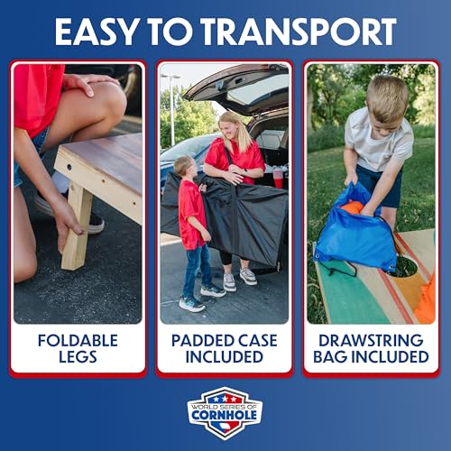 World Series of Cornhole Regulation Size Cornhole Boards - Two Tuned Triangle, Lightweight & Durable All-Wood Set