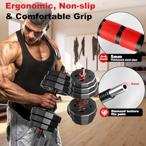UNNMIIY 45LB Adjustable Dumbbell Set 5-in-1 Home Gym Weights for Strength Training