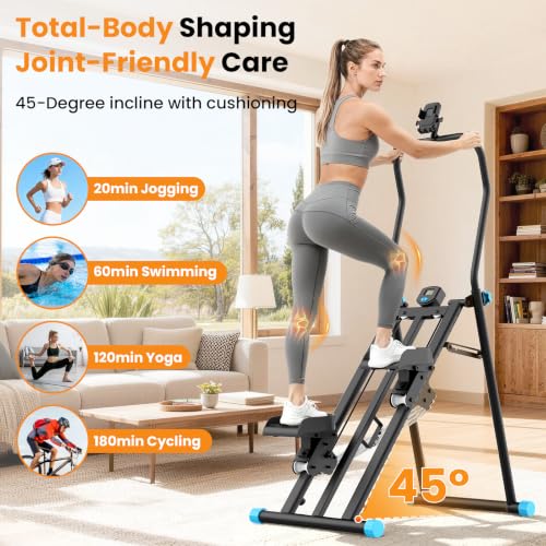 HXD-ERGO Black & Blue Home Stair Stepper with 3 Resistance Levels & 2 Incline Modes