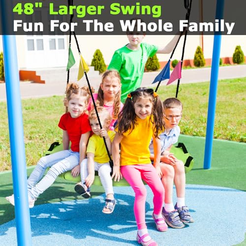 HeyZoo 48 Inch Green Tree Swing - Large Saucer Flying Swing for Family, 900lbs Capacity, Adjustable Straps