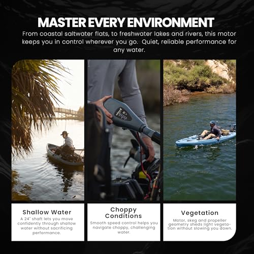 Newport Kayak Series 55lb Thrust Saltwater Electric Trolling Motor with LED Battery Indicator - 24" Shaft (Motor Only)