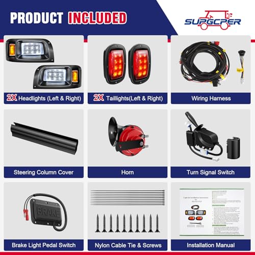 12V Golf Cart LED Light Kit for Club Car DS 1993-Up Street Legal Headlights & Taillights