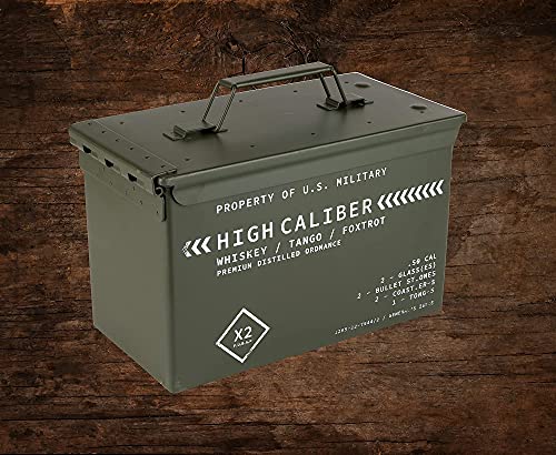 Whiskey Gift Set with Glasses Stones Coasters and Tongs in Tactical Box - Perfect for Men