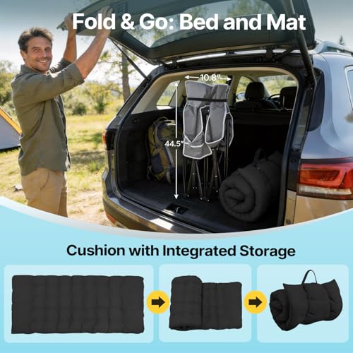Slendor Black XXL Camping Cot with 3-Inch Mattress & Carry Bag - 32" Wide