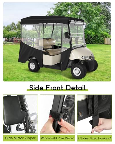 WEIMELL 4 Passenger EZGO RXV Golf Cart Enclosure with Extended Roof - Black, Waterproof