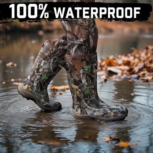 GIEESHIELD Waterproof Neoprene Rubber Boots for Men & Women - Next G2 Camo, 6mm Insulated, Anti-Slip Sole, Hunting & Rain Footwear, Size 11 Women / 10 Men
