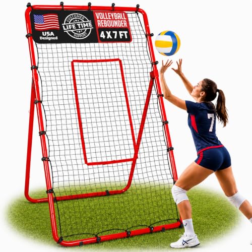 Adjustable Volleyball Rebounder Net - 4x7FT Training Equipment for Multi-Sport Practice