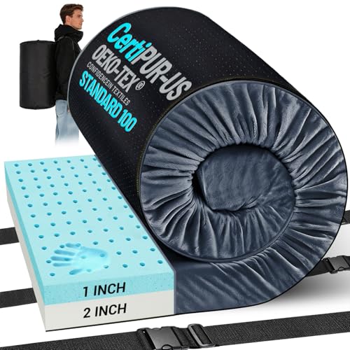 Dark Grey Memory Foam Camping Mattress 3-Inch Portable Waterproof Sleep Pad