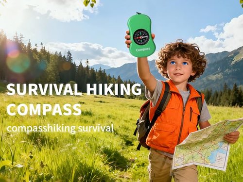 Kids Explorer Kit Compass Toy | Essential Outdoor Adventure Gear (Compass & Whistle Included) | Develops Sense of Direction, Gift for Boys & Girls（Green-com*Whistle）