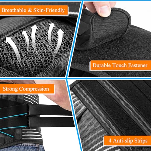 Plus Size Back Support Belt 4XL/5XL with 9X Strong Support Stays & Lumbar Pad