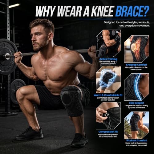 Adjustable Knee Brace with Dial & Gel Patella Pad - Large Left Support