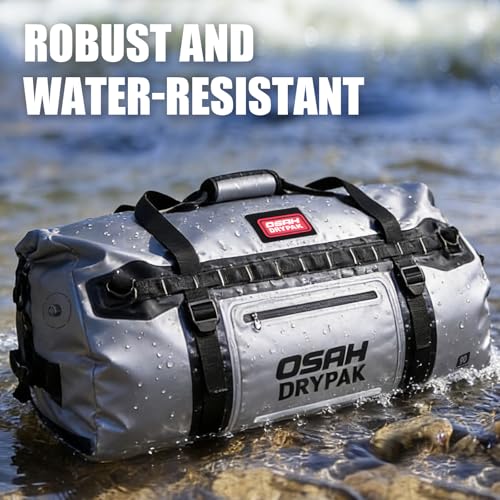 OSAH DRYPAK Waterproof Roll-Top Duffel Bag Grey 90L Heavy Duty Outdoor Travel Bag