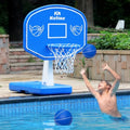 Blue Pool Basketball Hoop Set with 2 Balls & Pump for Kids & Teens