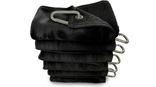 Towland 11''X18''%100 Turkish Cotton Tery Velour Golf Towels,Corner Grommet (3, Black)