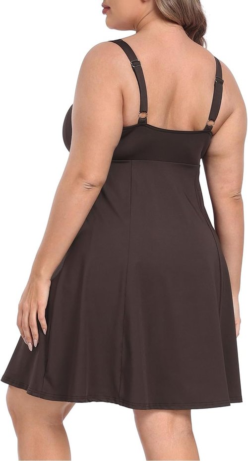 HDE Women's Plus Size Tennis Dress - Athletic Workout Dress with Built-In Shorts & Bra