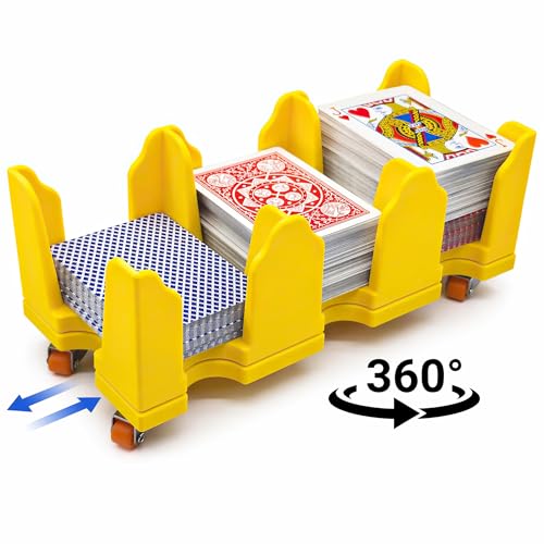 Playing Cards Tray with 360° Rotation and Sliding Wheels - Yellow 9Deck