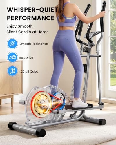 Dripex Metallic Elliptical Exercise Machine - Ultra Quiet Magnetic Home Trainer