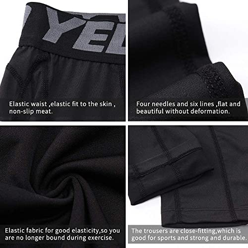 Men's Compression Pants Leggings - Cool Dry Baselayer Tights Large Black